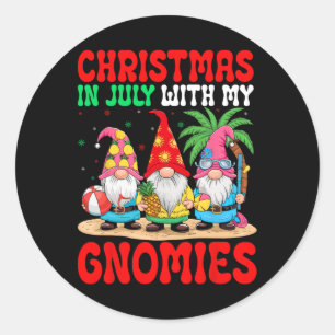 Christmas In July With My Gnomies Festive Summer B Classic Round Sticker