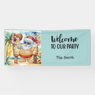 Christmas in July with SANTA CLAUS at the beach Banner