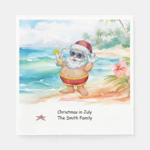 Christmas in July with SANTA CLAUS at the beach Napkin