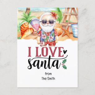 Christmas in July with SANTA CLAUS on the beach Holiday Postcard