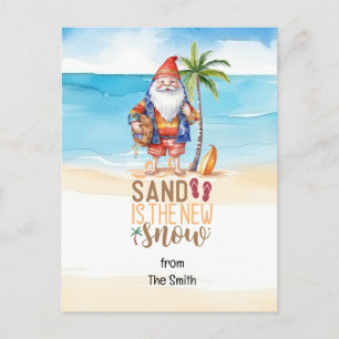 Christmas in July with SANTA CLAUS on the beach  Holiday Postcard