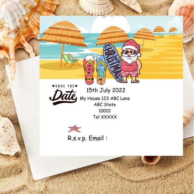 Christmas in July with SANTA CLAUS Save the date  Invitation (Creator Uploaded)