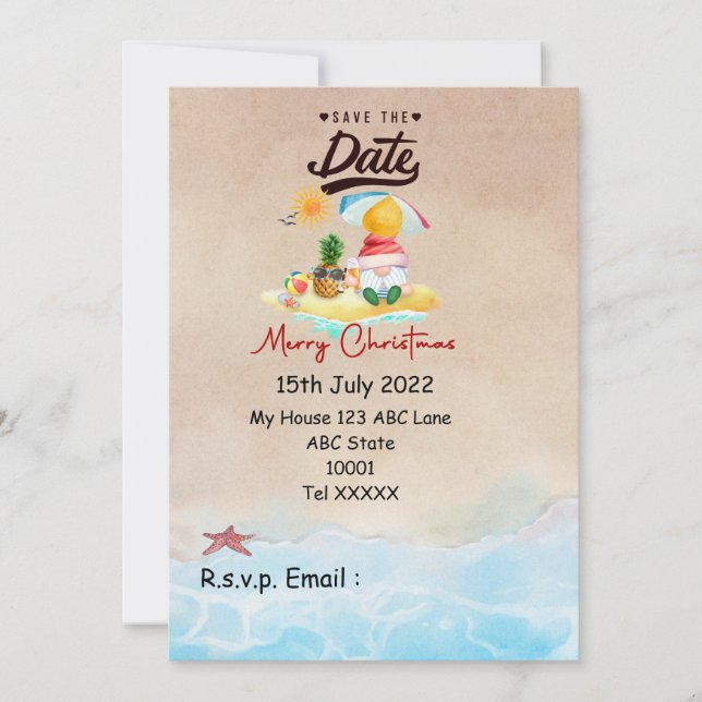 Christmas in July with SANTA CLAUS Save the date  Invitation (Front)