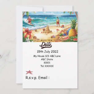 Christmas in July with SANTA CLAUS Save the date   Invitation