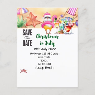 Christmas in July with SANTA CLAUS Save the date Postcard