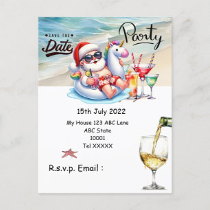 Christmas in July with SANTA CLAUS Save the date Postcard