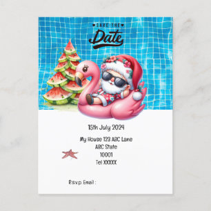 Christmas in July with SANTA CLAUS Save the date Postcard