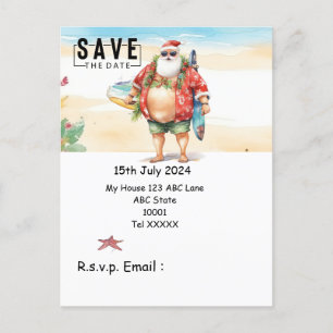 Christmas in July with SANTA CLAUS Save the date Postcard