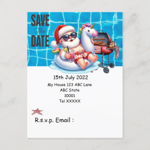 Christmas in July with SANTA CLAUS Save the date Postcard