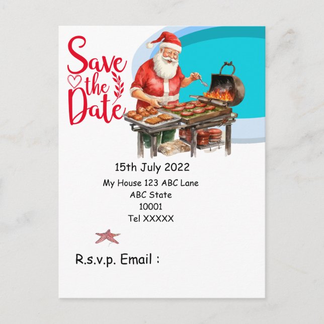 Christmas in July with SANTA CLAUS Save the date   Postcard (Front)