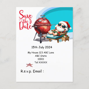 Christmas in July with SANTA CLAUS Save the date   Postcard