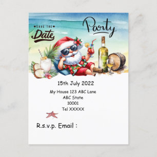 Christmas in July with SANTA CLAUS Save the date Postcard