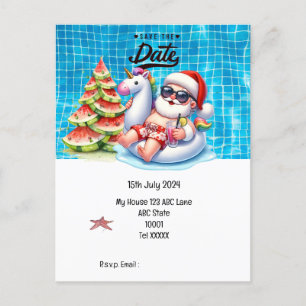 Christmas in July with SANTA CLAUS Save the date Postcard