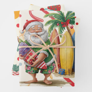 Christmas in July with SANTA CLAUS   Wrapping Paper Sheet