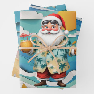 Christmas in July with SANTA CLAUS   Wrapping Paper Sheet