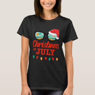 Christmas In July With Sungles Santa Hat For Summe T-Shirt