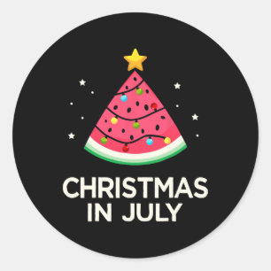 Christmas In July With Watermelon Tree For Summer Classic Round Sticker
