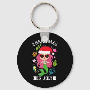 Christmas In July Women Girls Mermaid Beach Summer Keychain