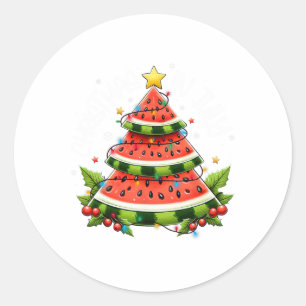 Christmas In July Women Men Kids Watermelon Xmas T Classic Round Sticker