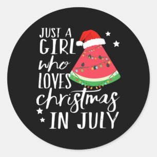 Christmas In July Womens Funny Watermelon Classic Round Sticker