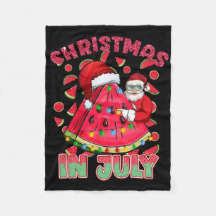 Christmas In July Xmas Watermelon Santa Beach Vaca Fleece Blanket