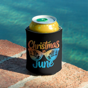 Christmas In June Sunglasses Funny Summer Vacation Can Cooler