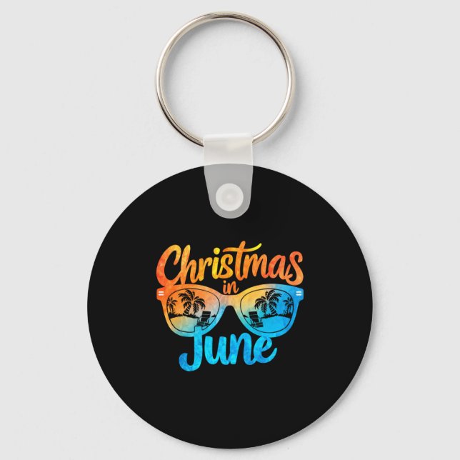 Christmas In June Sungles Funny Summer Vacation  Keychain (Front)