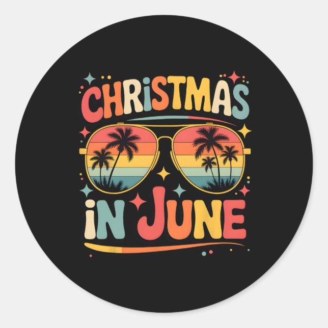 Christmas In June Sungles Retro Summer Vacation Xm Classic Round Sticker (Front)