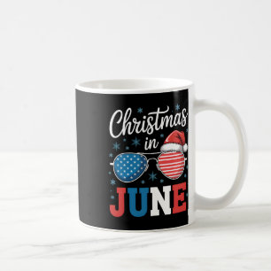 Christmas In June Sungles Santa Hat Us Flag Vacati Coffee Mug