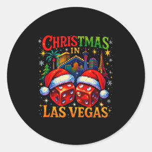 Christmas In Las Vegas Funny Holiday Design Long S Classic Round Sticker