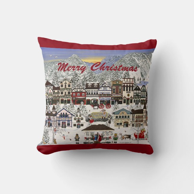 Christmas in Leavenworth Washington Pillow (Front)