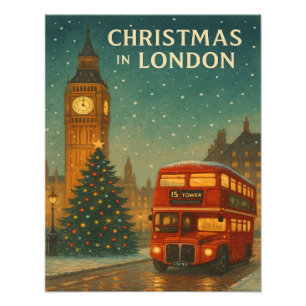Christmas in London – Festive Holiday Scene with R Photo Print