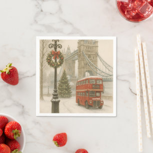 Christmas in London Gift for Traveler Holiday Napkin