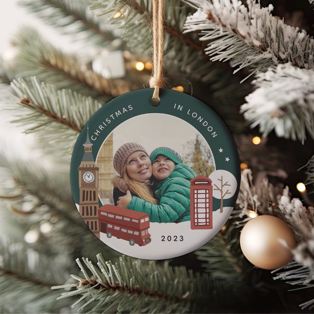 Christmas in London Keepsake Photo Ceramic Ornament (Creator Uploaded)