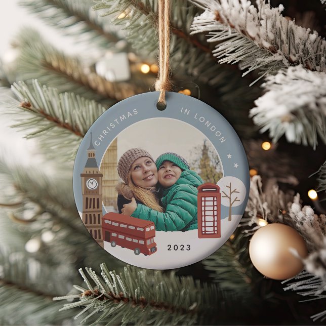 Christmas in London Keepsake Photo Ceramic Ornament (Creator Uploaded)