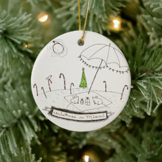 Christmas in Miami Ceramic Ornament