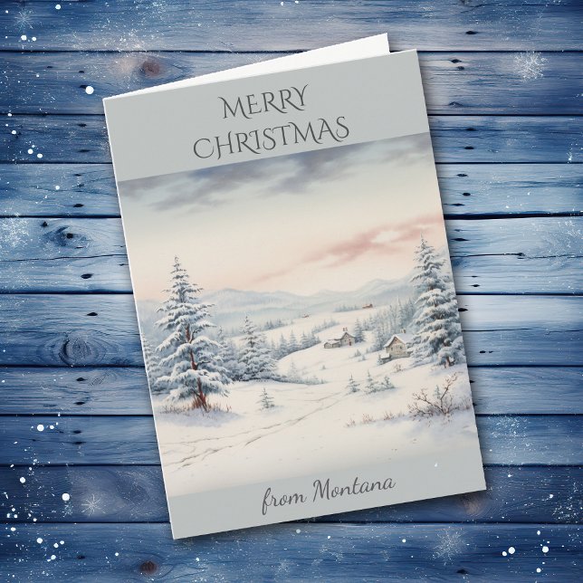 Christmas in Montana Scenic Mountain Landscape Holiday Card (Creator Uploaded)
