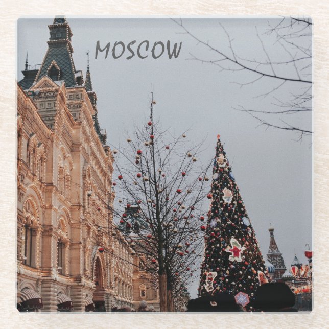 Christmas in Moscow          Glass Coaster (Front)