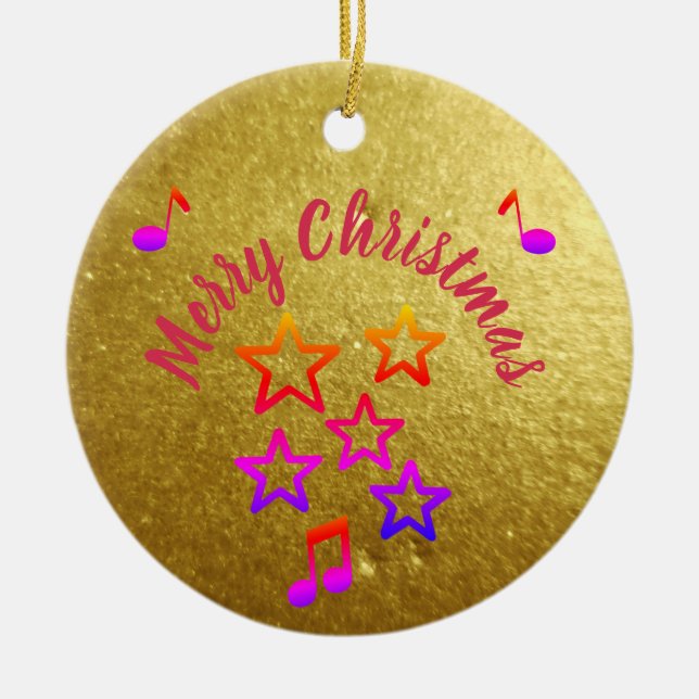 Christmas in Music Ceramic Ornament (Front)