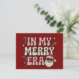 Christmas in My Merry Era Cute Groovy Xmas Holiday Postcard