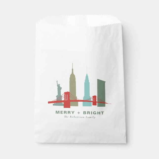 Christmas in New York, Architecture Skyline Favour Bag (Front)