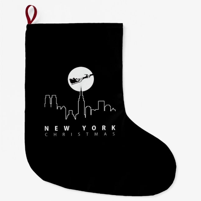 Christmas in New York City Large Christmas Stocking (Front)