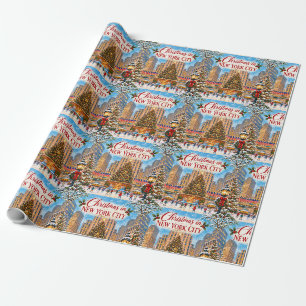 Christmas in New York City Vintage Holiday Wrapping Paper