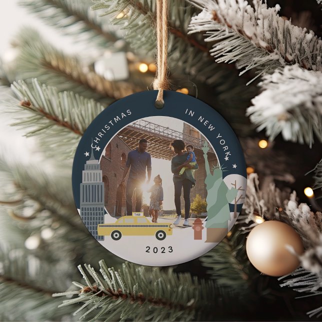 Christmas in New York Keepsake Photo Ceramic Ornament (Creator Uploaded)