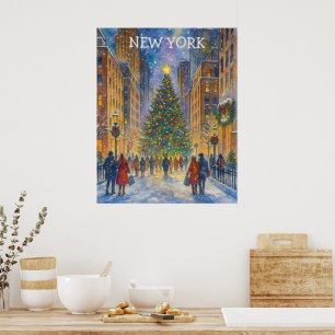 Christmas in New York Poster, Winter City Scene  Poster