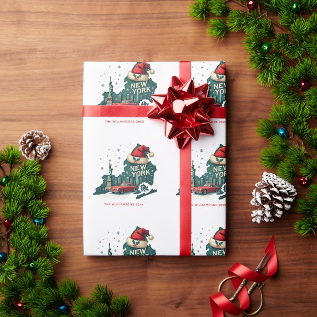 Christmas In New York State Personalized Holiday Wrapping Paper (Holiday Gift)