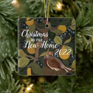 Christmas in our New Home Partridge Pear Tree  Cer Ceramic Ornament