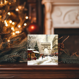 Christmas in Paris: Arc de Triomphe Winter Scene Holiday Card