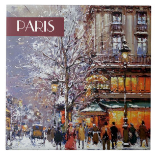 Christmas in Paris. Christmas Gift Ceramic Tiles