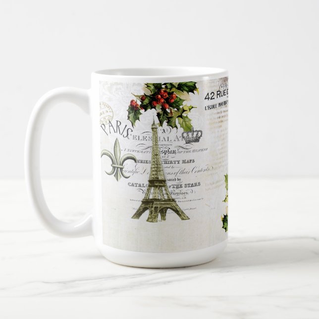 Christmas in Paris Eiffel Tower coffee mug (Left)
